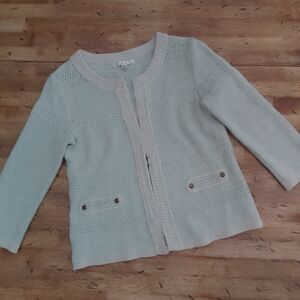 CAbi Pale Mint Open Weave Cardigan Small